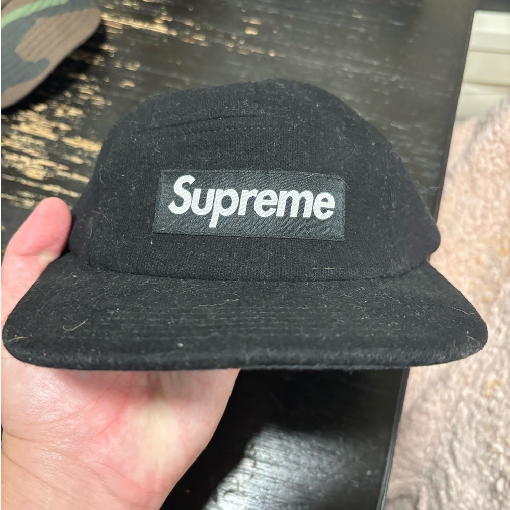 Supreme Black Snapback Hat with Iconic Logo